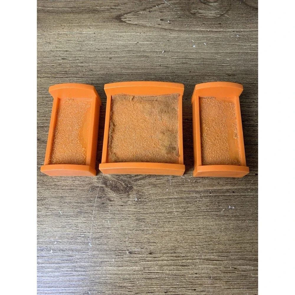 Vintage Fisher Price Little People lot/3 Orange Beds: 1 double 2 single
